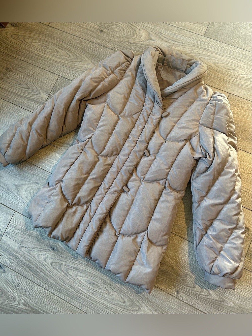 Vintage JC Penney Beige / Taupe Down Filled Quilted Puffer Jacket Size Medium